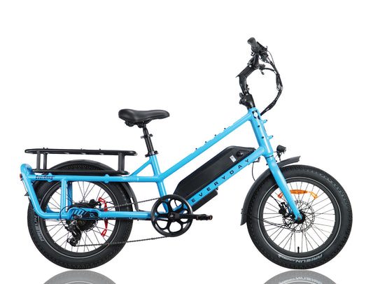blue electric cargo bike