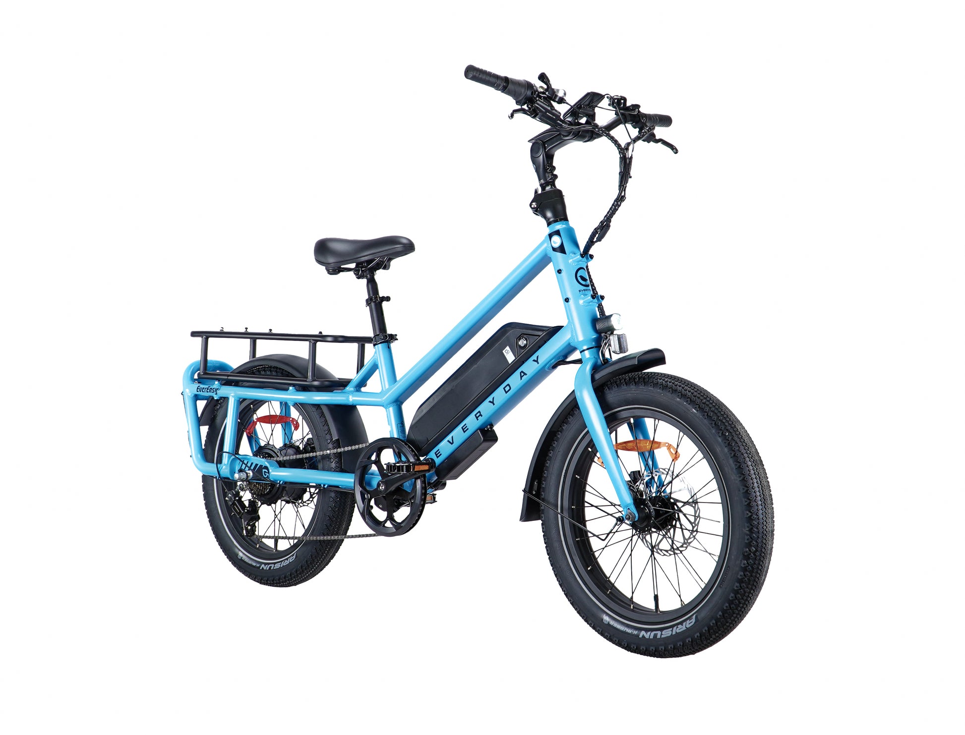 3/4 front picture of the Everyday EverEasy electric cargo and utility bike